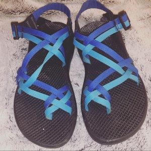 blue/black chacos
